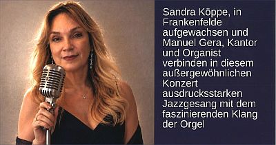 Der Ausschnitt eines Plakats zeigt eine Sängerin mit einem Retro-Mikrofon.
